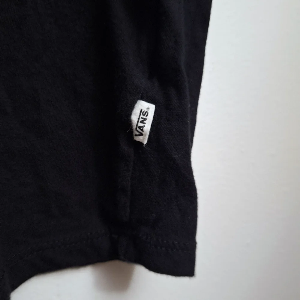 Vans Black Ringer T-Shirt with Orange Trim Logo Graphic Fitted Size Large Unisex - Picture 4 of 9